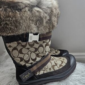 Authentic coach Fur top snow boots